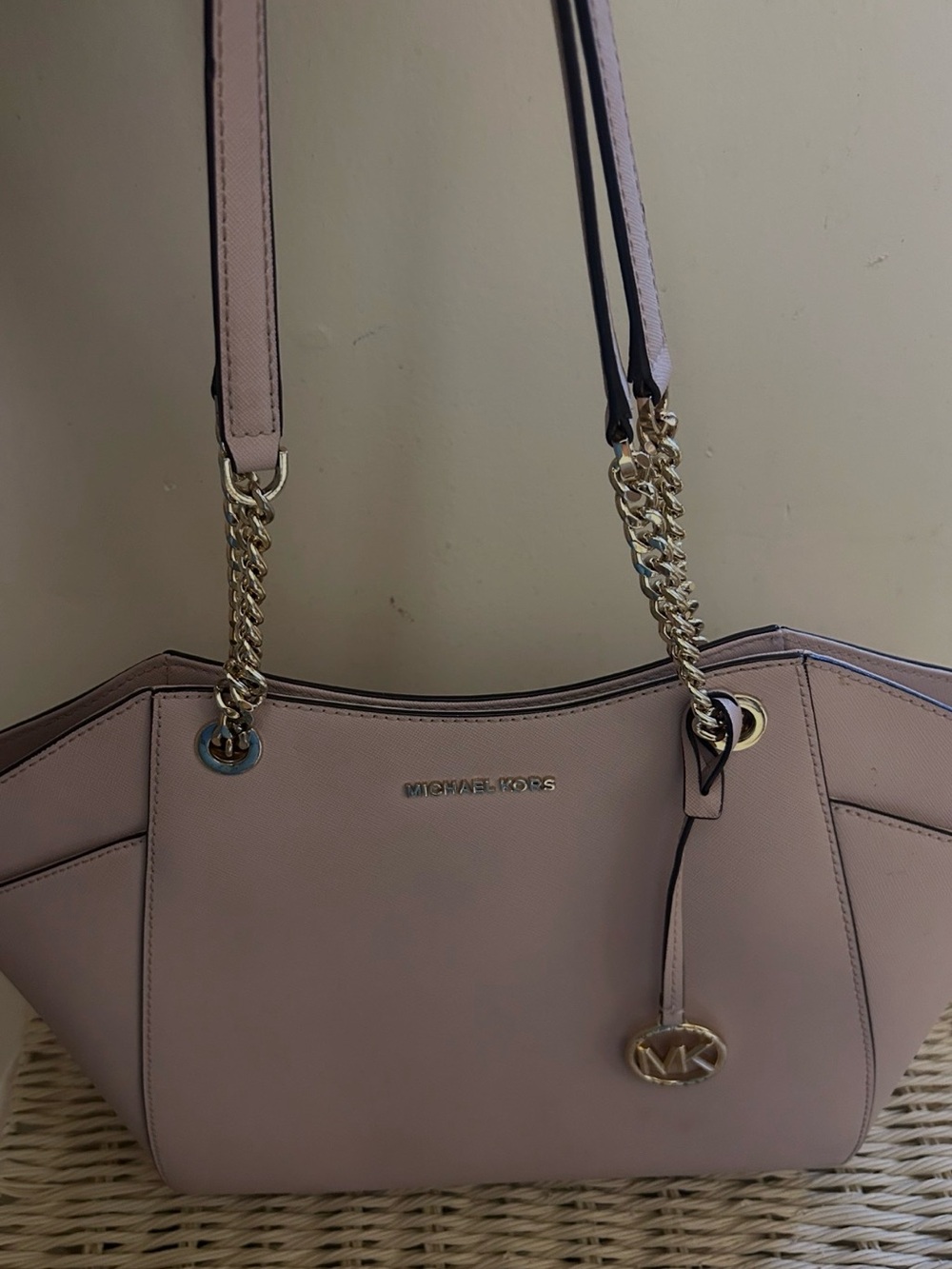 Michael Kors Chain Strap leather Tote in Pink